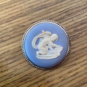 Wedgwood Angel Cupid Cameo Silver Brooch